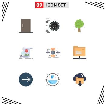 conjunto de 9 9 moderno ui íconos símbolos señales para algoritmo financiero manzana negocio análisis editable vector diseño elementos