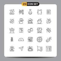 Mobile Interface Line Set of 25 Pictograms of check pollution labe plastic bag Editable Vector Design Elements