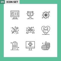 Modern Set of 9 Outlines Pictograph of black friday tool foldable paint party Editable Vector Design Elements