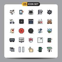 Set of 25 Modern UI Icons Symbols Signs for gear insurance note book holiday write hobbies Editable Vector Design Elements