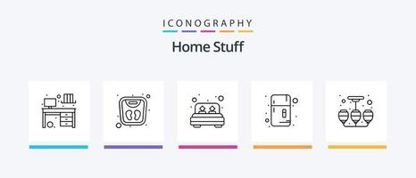 Home Stuff Line 5 Icon Pack Including photo. decoration. weight machine. pot. floral. Creative Icons Design vector