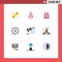 Set of 9 Modern UI Icons Symbols Signs for communication product shirt package external Editable Vector Design Elements