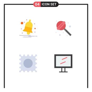 grupo de 4 4 moderno plano íconos conjunto para campana computadora alerta comida Mac editable vector diseño elementos