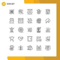 Group of 25 Lines Signs and Symbols for diet map coding location pencil Editable Vector Design Elements