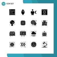 16 Thematic Vector Solid Glyphs and Editable Symbols of support chat alert avatar chat info Editable Vector Design Elements