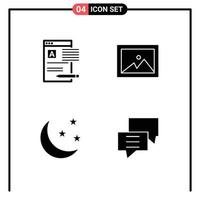 Set of 4 Commercial Solid Glyphs pack for document half moon web image nature Editable Vector Design Elements