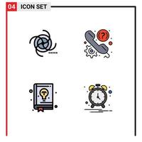 Universal Icon Symbols Group of 4 Modern Filledline Flat Colors of black support galaxy faq education Editable Vector Design Elements