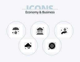 economía y negocio glifo icono paquete 5 5 icono diseño. mano. finanzas. capital. banco vector