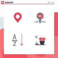 Pictogram Set of 4 Simple Flat Icons of map alphabetical world bid sort Editable Vector Design Elements