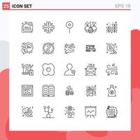 Set of 25 Modern UI Icons Symbols Signs for bubble plant maps palm decoration Editable Vector Design Elements