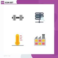 Set of 4 Commercial Flat Icons pack for dumbbell energy weight search green Editable Vector Design Elements