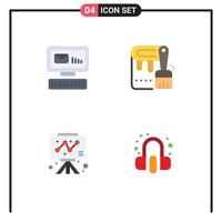 Group of 4 Modern Flat Icons Set for email business message paint graph Editable Vector Design Elements