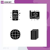 User Interface Pack of 4 Basic Solid Glyphs of app education transport build globe Editable Vector Design Elements