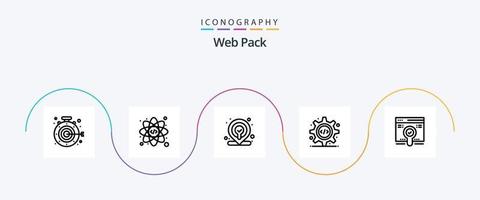 Web Pack Line 5 Icon Pack Including pack. search. location. web. source code vector