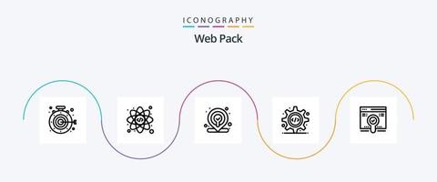 Web Pack Line 5 Icon Pack Including pack. search. location. web. source code vector