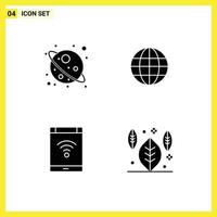 4 Creative Icons Modern Signs and Symbols of space network world ineternet smartphone Editable Vector Design Elements