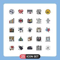 User Interface Pack of 25 Basic Filled line Flat Colors of school emot payments emojis secure Editable Vector Design Elements