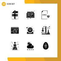 Set of 9 Commercial Solid Glyphs pack for calender earth library file development Editable Vector Design Elements