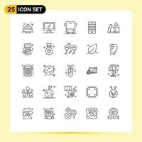 Universal Icon Symbols Group of 25 Modern Lines of store online bus card vehicles Editable Vector Design Elements