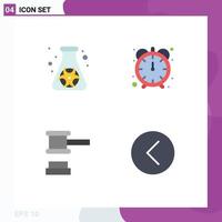 Editable Vector Line Pack of 4 Simple Flat Icons of flask justice waste stopwatch back Editable Vector Design Elements