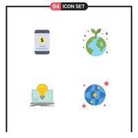 4 Flat Icon concept for Websites Mobile and Apps mobile success money global screen Editable Vector Design Elements