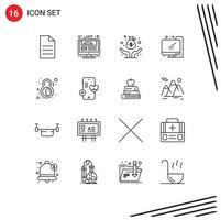 Modern Set of 16 Outlines and symbols such as eight back to school report education venture Editable Vector Design Elements