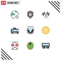 Universal Icon Symbols Group of 9 Modern Flat Colors of trolley bus transport web security bus cutter Editable Vector Design Elements