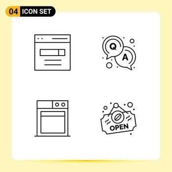 Modern Set of 4 Filledline Flat Colors and symbols such as communication technology search question open Editable Vector Design Elements