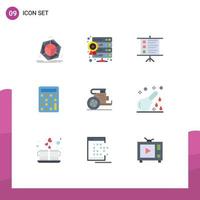 User Interface Pack of 9 Basic Flat Colors of prince horses business chariot calculate Editable Vector Design Elements