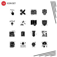 Universal Icon Symbols Group of 16 Modern Solid Glyphs of plumb proxy scissor internet magazine Editable Vector Design Elements