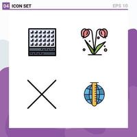 Set of 4 Modern UI Icons Symbols Signs for biscuit close thanksgiving floral market analysis Editable Vector Design Elements