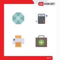 Set of 4 Modern UI Icons Symbols Signs for diamond printing calculator money first aid Editable Vector Design Elements