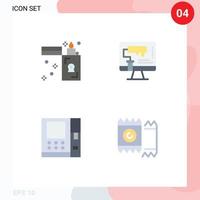 User Interface Pack of 4 Basic Flat Icons of fire atm zippo paint roller money Editable Vector Design Elements