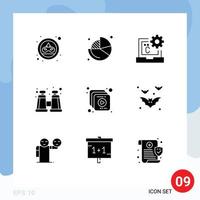 Group of 9 Solid Glyphs Signs and Symbols for multimedia spyglass c explore development Editable Vector Design Elements