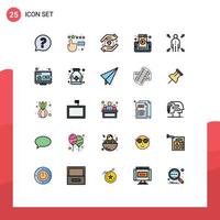 User Interface Pack of 25 Basic Filled line Flat Colors of desktop man safe business phone Editable Vector Design Elements