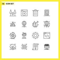 Set of 16 Modern UI Icons Symbols Signs for danger muslim basic ramadhan book Editable Vector Design Elements