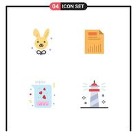 Group of 4 Flat Icons Signs and Symbols for bynny statistics document finance flask Editable Vector Design Elements