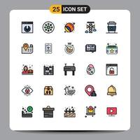 Universal Icon Symbols Group of 25 Modern Filled line Flat Colors of coffee communication labels bullhorn stamp Editable Vector Design Elements