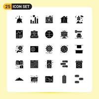 25 User Interface Solid Glyph Pack of modern Signs and Symbols of agriculture family display entrance building Editable Vector Design Elements