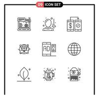 9 Creative Icons Modern Signs and Symbols of internet data banking business wallet Editable Vector Design Elements