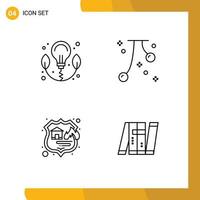 4 User Interface Line Pack of modern Signs and Symbols of energy hosting cherries fall storage Editable Vector Design Elements