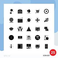 Editable Vector Line Pack of 25 Simple Solid Glyphs of multimedia web user design cam Editable Vector Design Elements