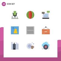 9 Universal Flat Color Signs Symbols of food add watermelon camera shopping Editable Vector Design Elements
