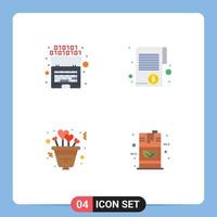 Mobile Interface Flat Icon Set of 4 Pictograms of artificial heart intelligence money plant Editable Vector Design Elements