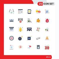 25 Universal Flat Color Signs Symbols of mail chat development mobile inbox Editable Vector Design Elements