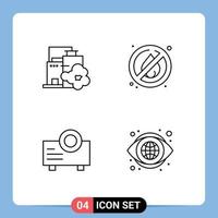 Universal Icon Symbols Group of 4 Modern Filledline Flat Colors of factory projector pollution camping eye Editable Vector Design Elements