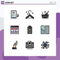 Set of 9 Modern UI Icons Symbols Signs for editing minus kitchen battery data Editable Vector Design Elements