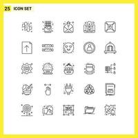 25 Thematic Vector Lines and Editable Symbols of shooting highlight inbox focus project idea Editable Vector Design Elements