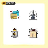 4 Creative Icons Modern Signs and Symbols of chat station turbine power commerce Editable Vector Design Elements