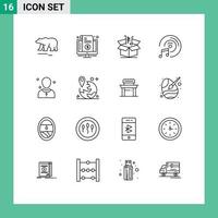 Modern Set of 16 Outlines and symbols such as christian music purchase cd disk goods Editable Vector Design Elements